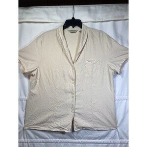 Orvis 100% Silk Cream Blouse Top Shirt Double Button Front Shirt Sleeve Size XL